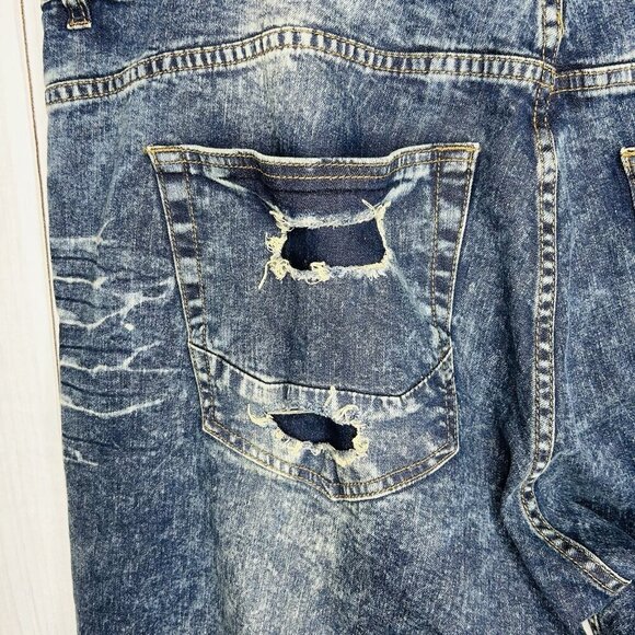 Evolution by Design Jeans Men 46x33 Acid Wash Blue Baggy Hip Hop Distressed Y2k - Picture 13 of 15